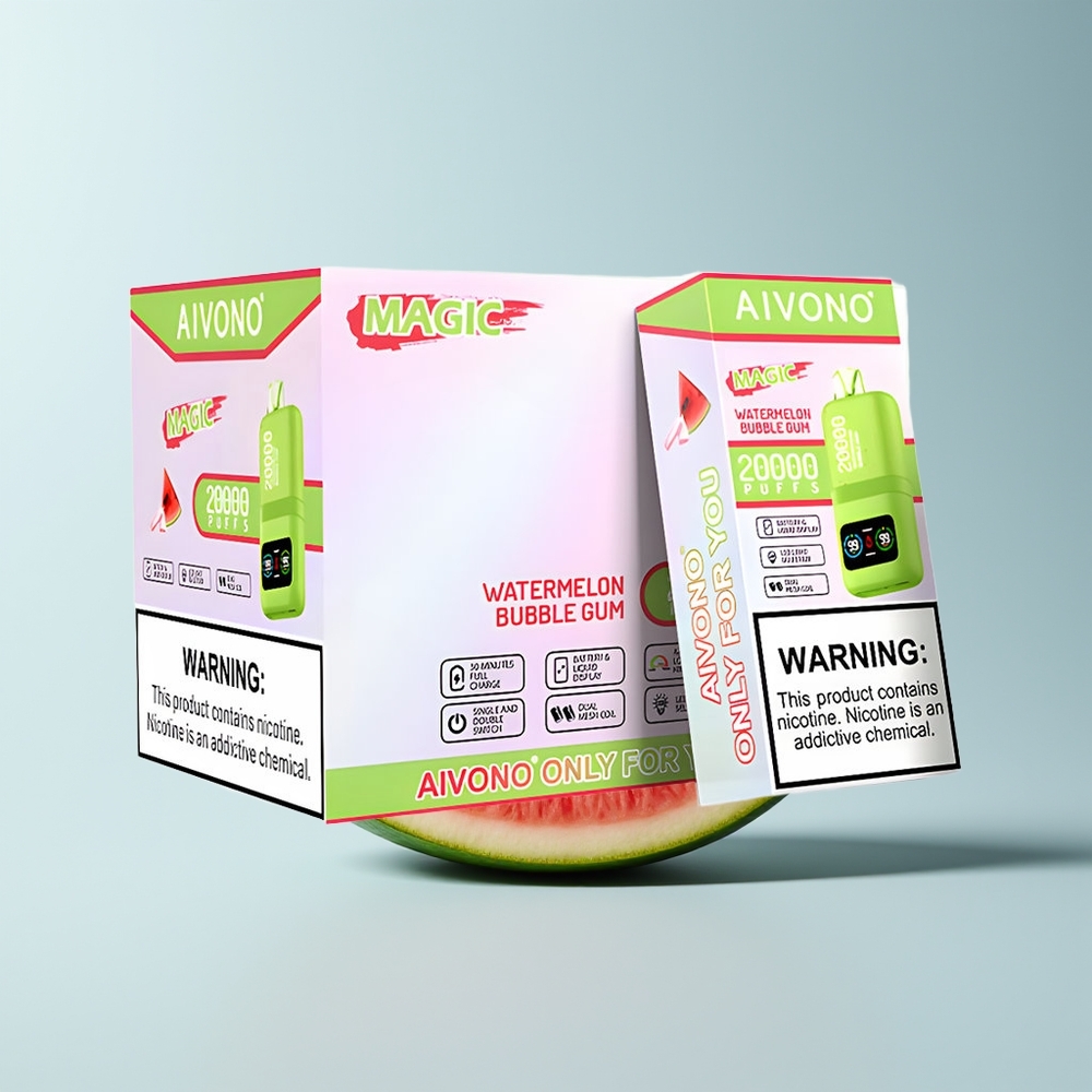 Aivono Aim Magic 20000 Puffs Chewing Bulle Pastèque Électronique à Double Mesh et Affichage LCD