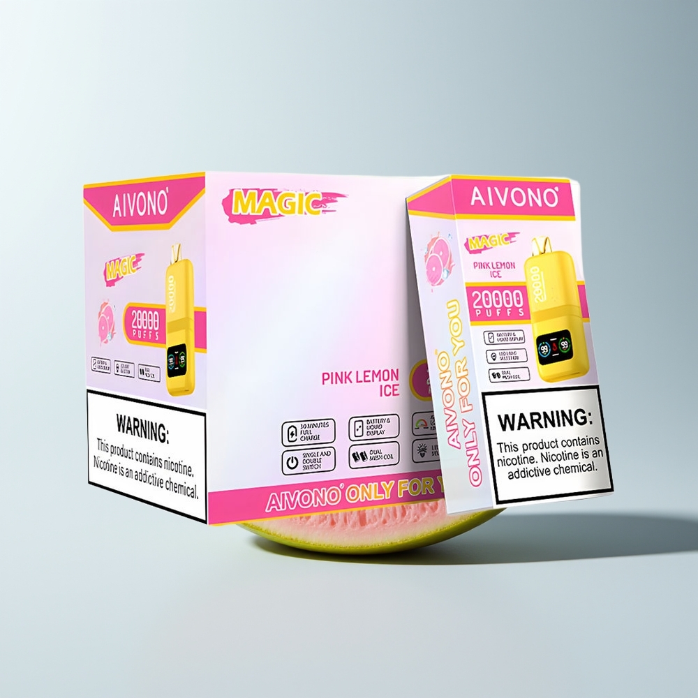 Aivono Aim Magic 20000 Puffs Glace Citron Rose Électrique avec Double Mesh et Affichage LCD