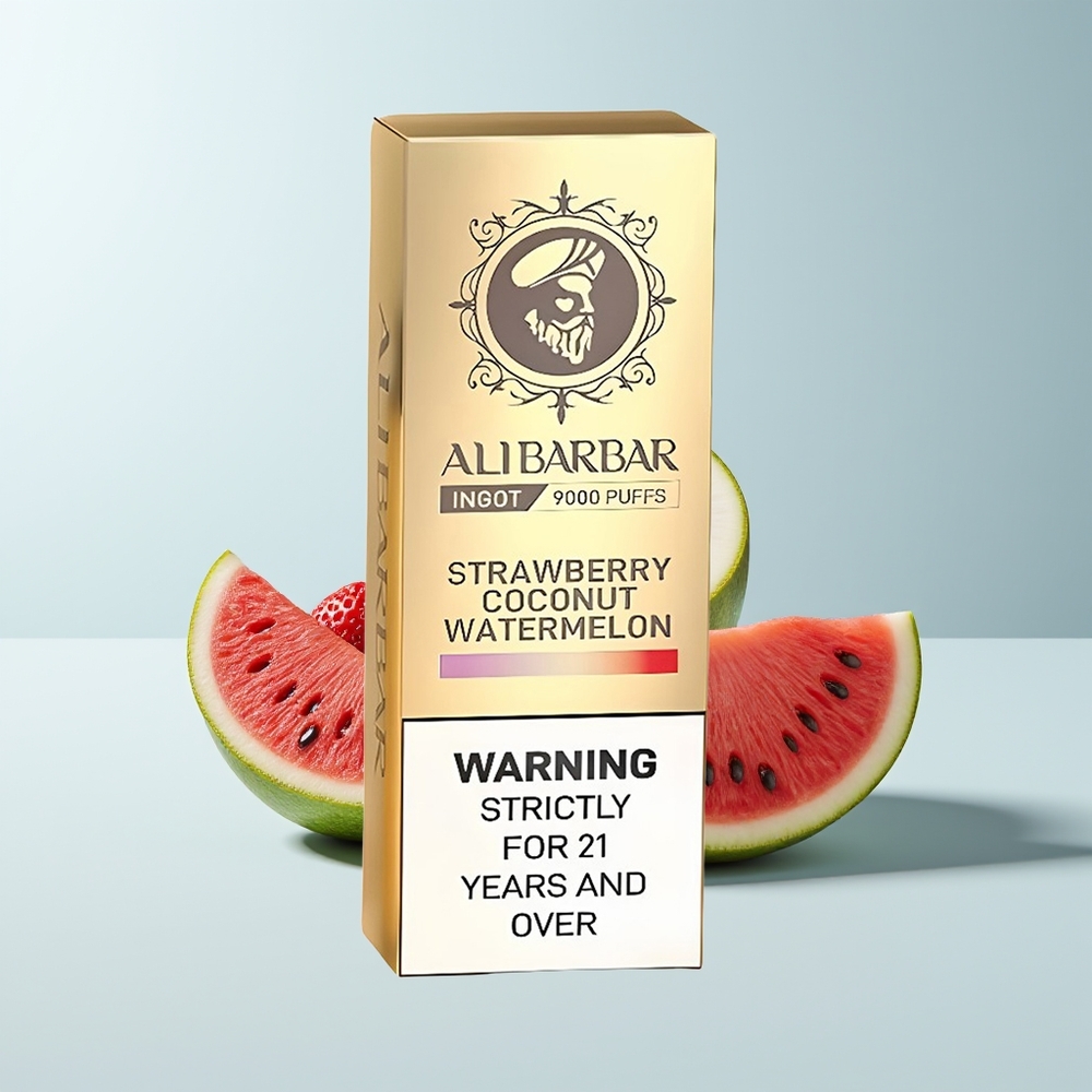 Alibarbar Ingot 9000 Puffs Fraise Noix de Coco Pastèque avec Affichage LED 22ml 2350mAh