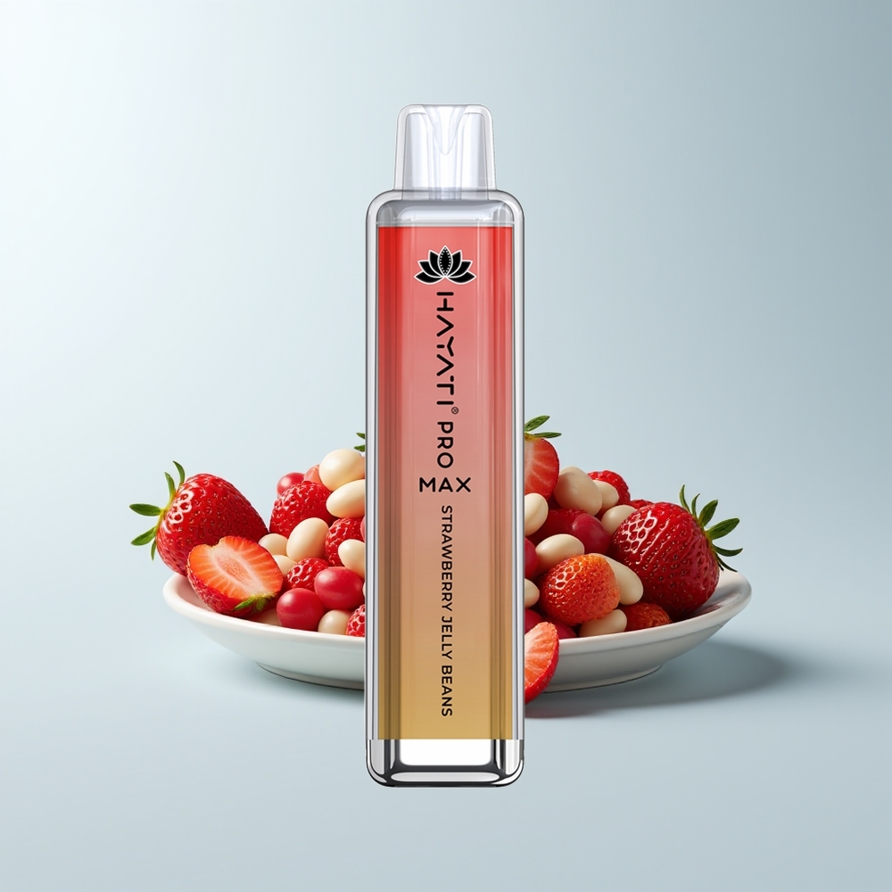 Hayati Pro Max 4000 Puffs Bonbons Jellies à la Fraise Rechargeables avec LED Cristal