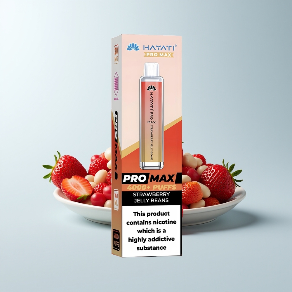 Hayati Pro Max 4000 Puffs Bonbons Jellies à la Fraise Rechargeables avec LED Cristal