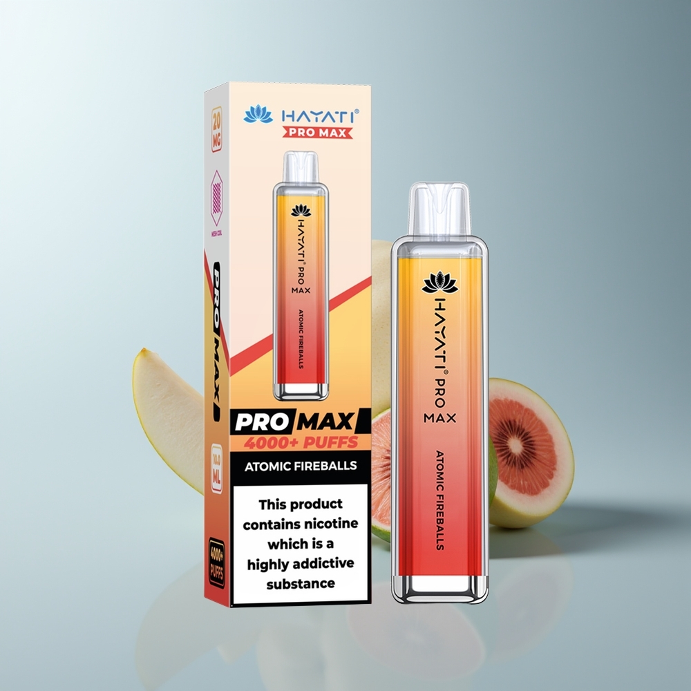 Hayati Pro Max 4000 Puffs Boules de Feu Atomiques Rechargeables à Double Bobine Mesh 1.1 Ohm