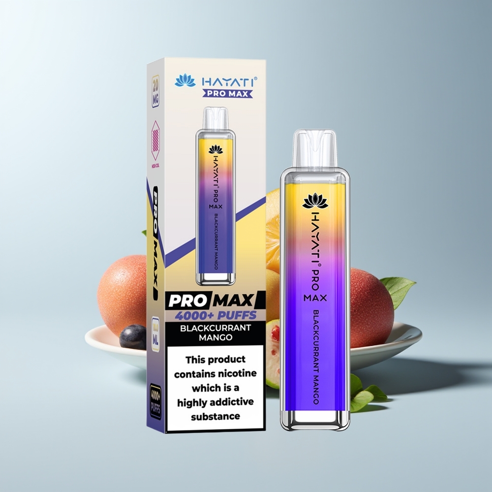 Hayati Pro Max 4000 Puffs Cassis Mangue Rechargeable Dual Mesh LED