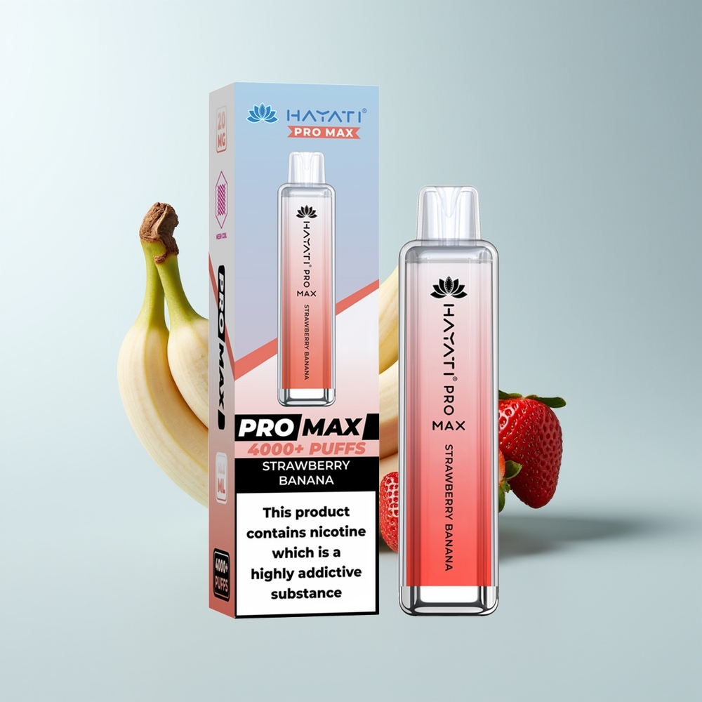 Hayati Pro Max 4000 Puffs Fraise Banane Rechargeable LED Cristal