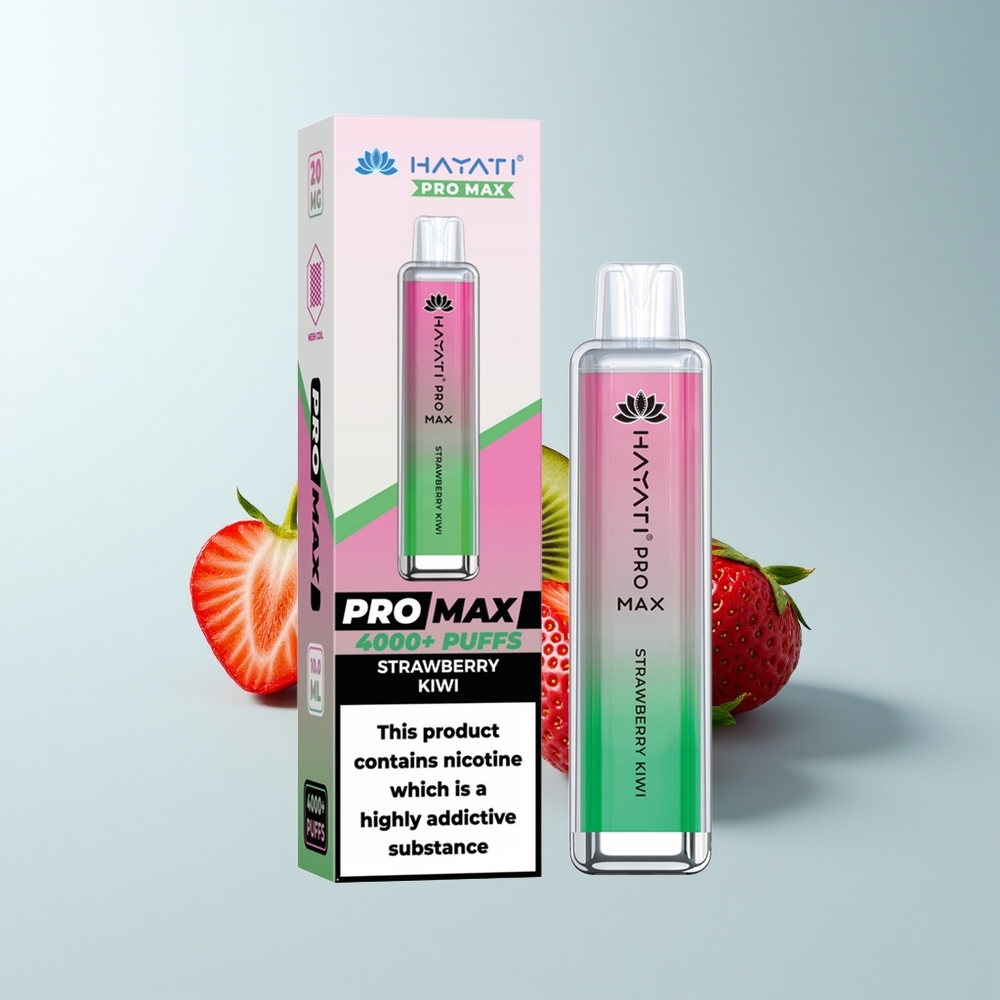 Hayati Pro Max 4000 Puffs Fraise Kiwi Dual Mesh Rechargeable Cristal