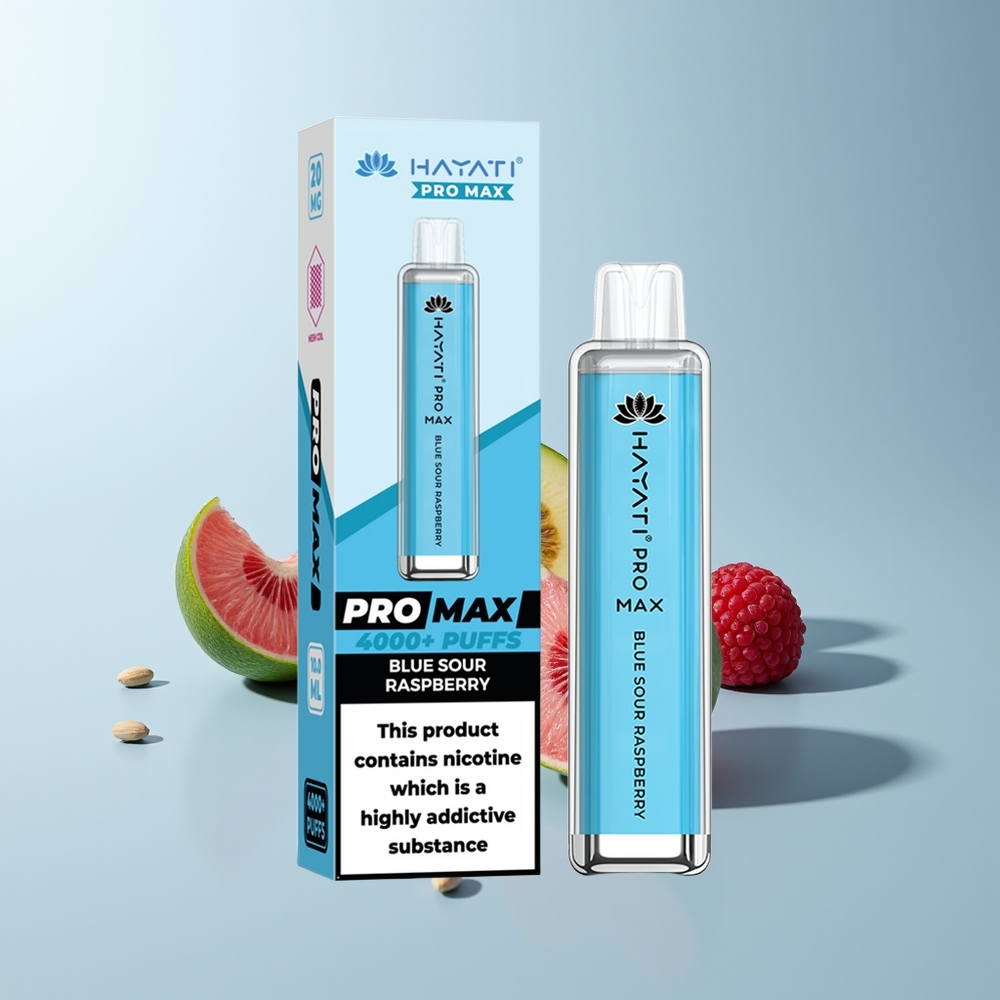 Hayati Pro Max 4000 Puffs Framboise Acidulée Bleue Rechargeable 2ml/10ml