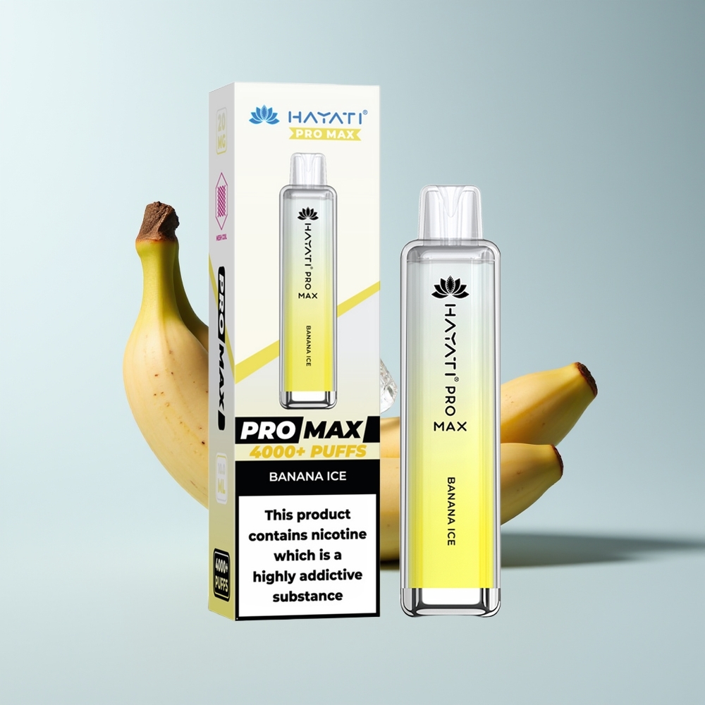 Hayati Pro Max 4000 Puffs Glace Banane Rechargeable à Double Bobine