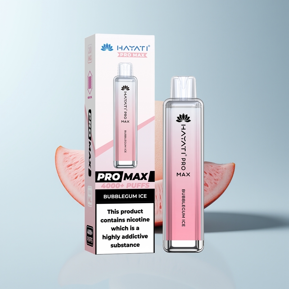 Hayati Pro Max 4000 Puffs Glace à la Gomme Bulle Rechargeable LED
