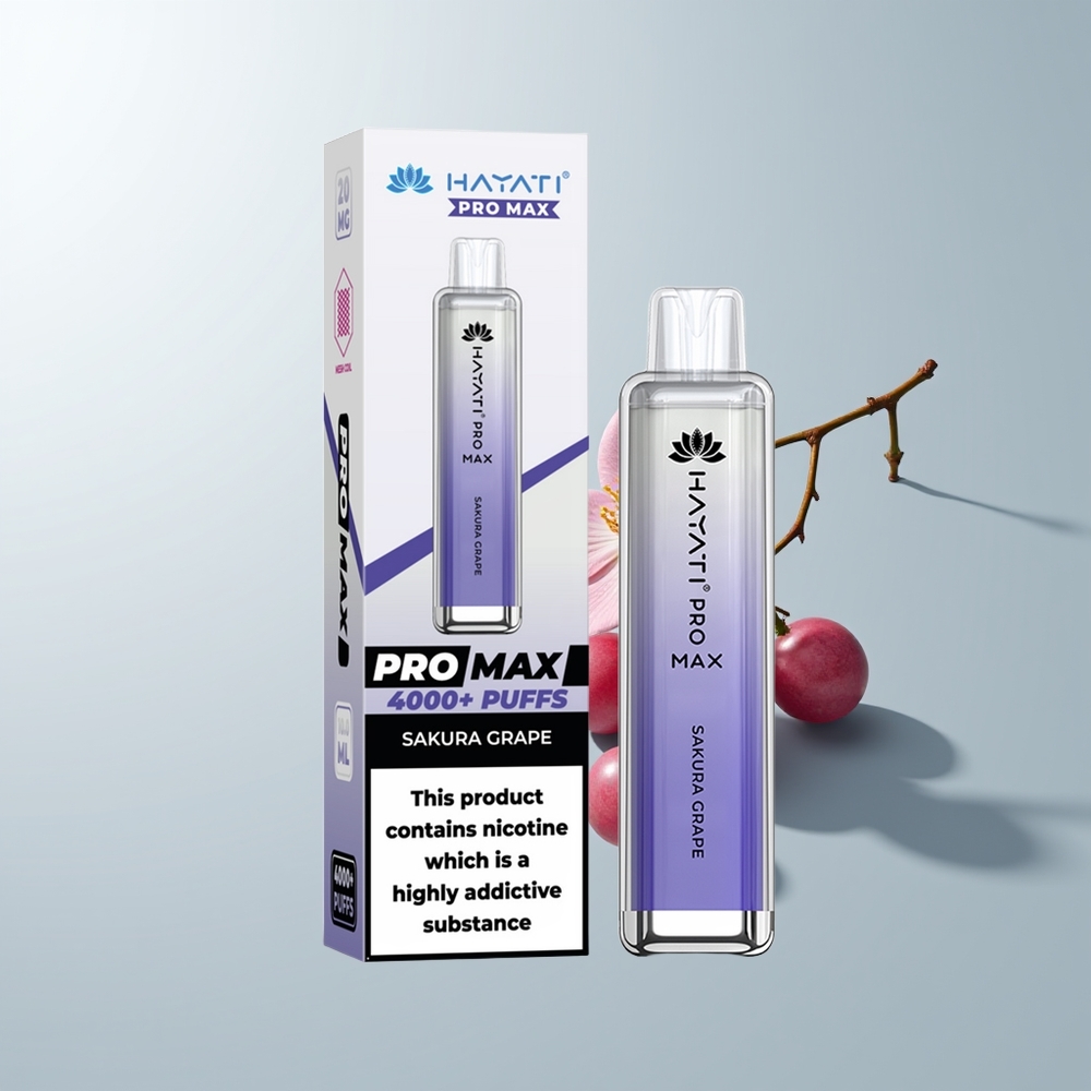 Hayati Pro Max 4000 Puffs Grappe Sakura Rechargeable Dual Mesh LED
