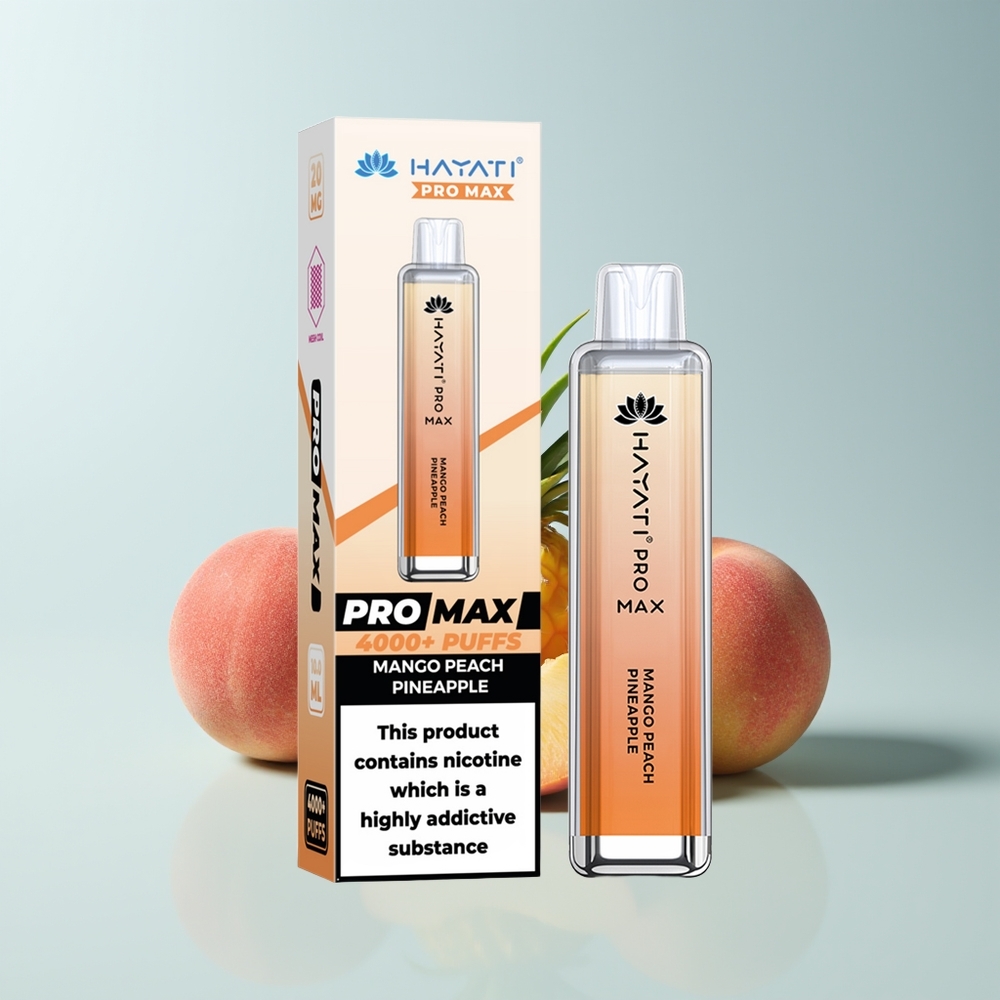 Hayati Pro Max 4000 Puffs Mangue Pêche Ananas Rechargeable 2ml Dual Mesh
