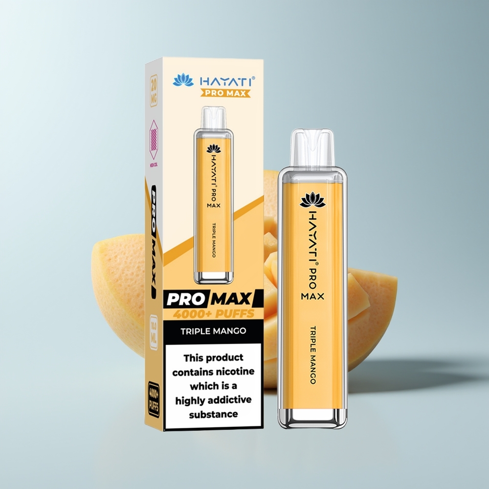 Hayati Pro Max 4000 Puffs Mangue Triple Rechargeable Cristal