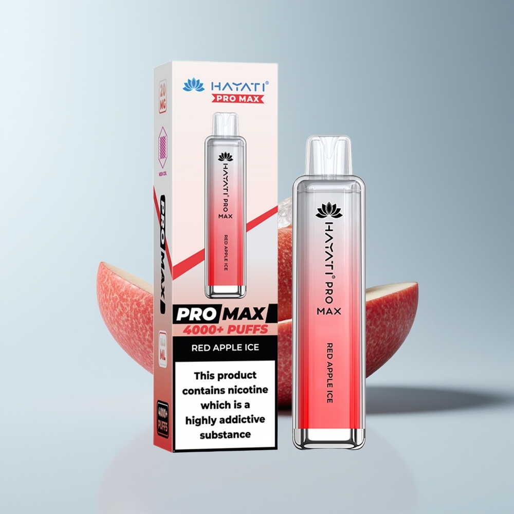 Hayati Pro Max 4000 Puffs Pomme Rouge Glace Rechargeable 2ml Dual Mesh