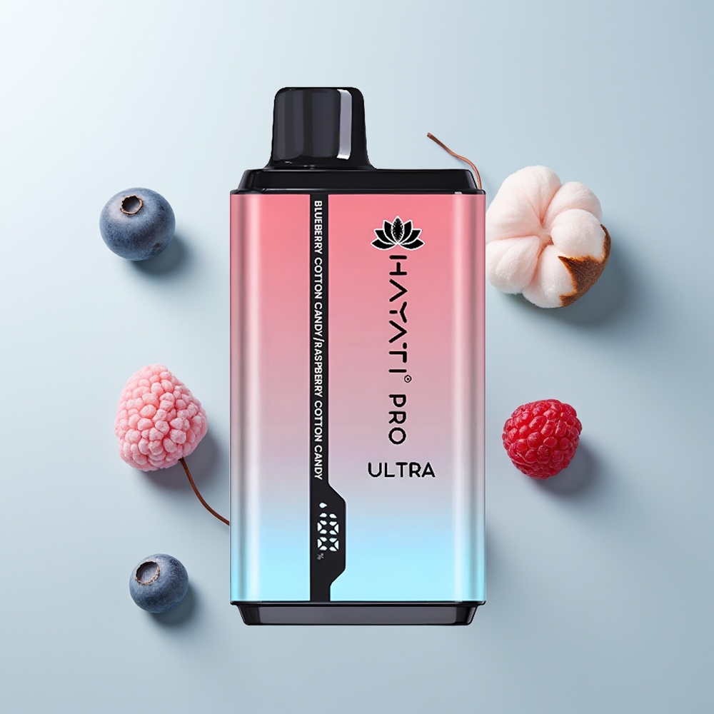 Hayati Pro Ultra 15000 Puffs Barbe à Papa Myrtille Framboise Double 12ml 2%
