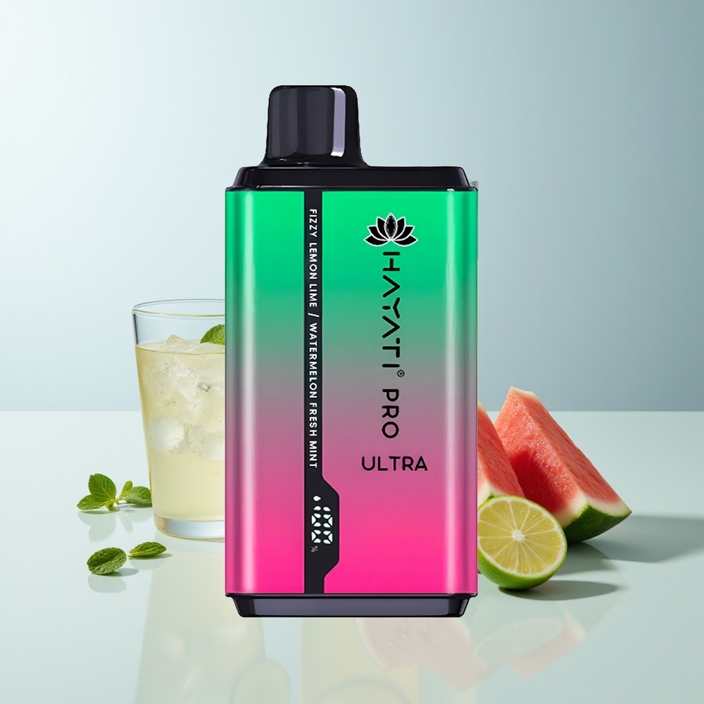 Hayati Pro Ultra 15000 Puffs Citron Pétillant & Lime Pastèque Menthe Fraîche 12ml 2% 850mAh