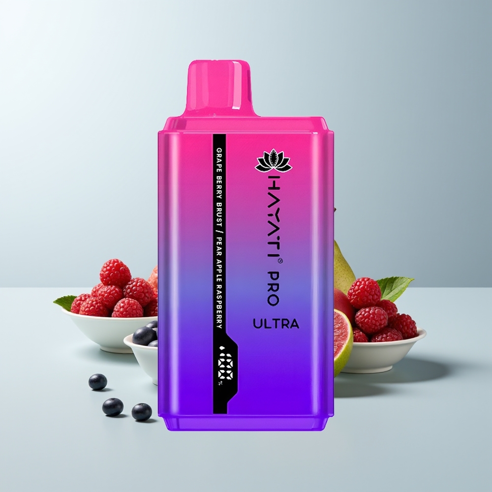 Hayati Pro Ultra 15000 Puffs Éclat de Baie de Raisin Poire Pomme Framboise 850mAh 24ml 2%