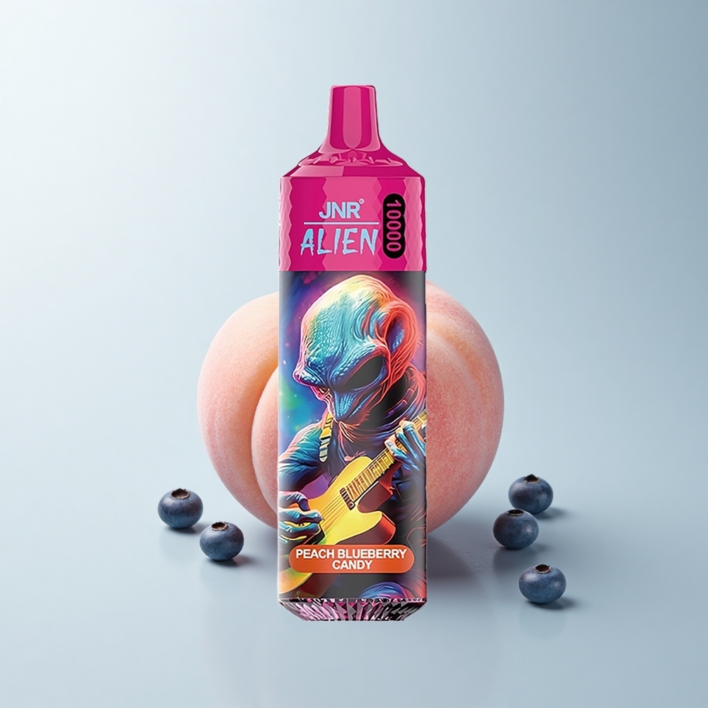 JNR Alien 10000 Puffs Bonbon Pêche Myrtille Lumineux à Charge Rapide