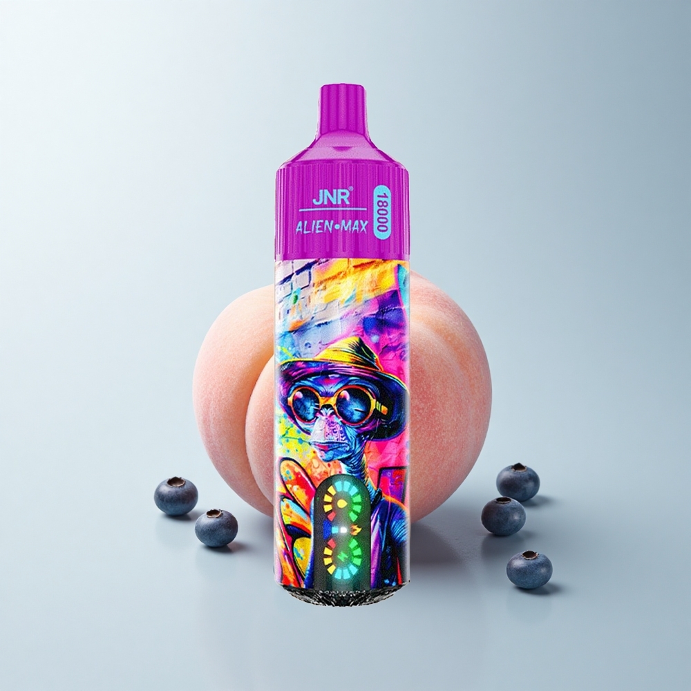 JNR Alien Max 18000 Puffs Bonbon Pêche Myrtille Double Coil Charge Rapide