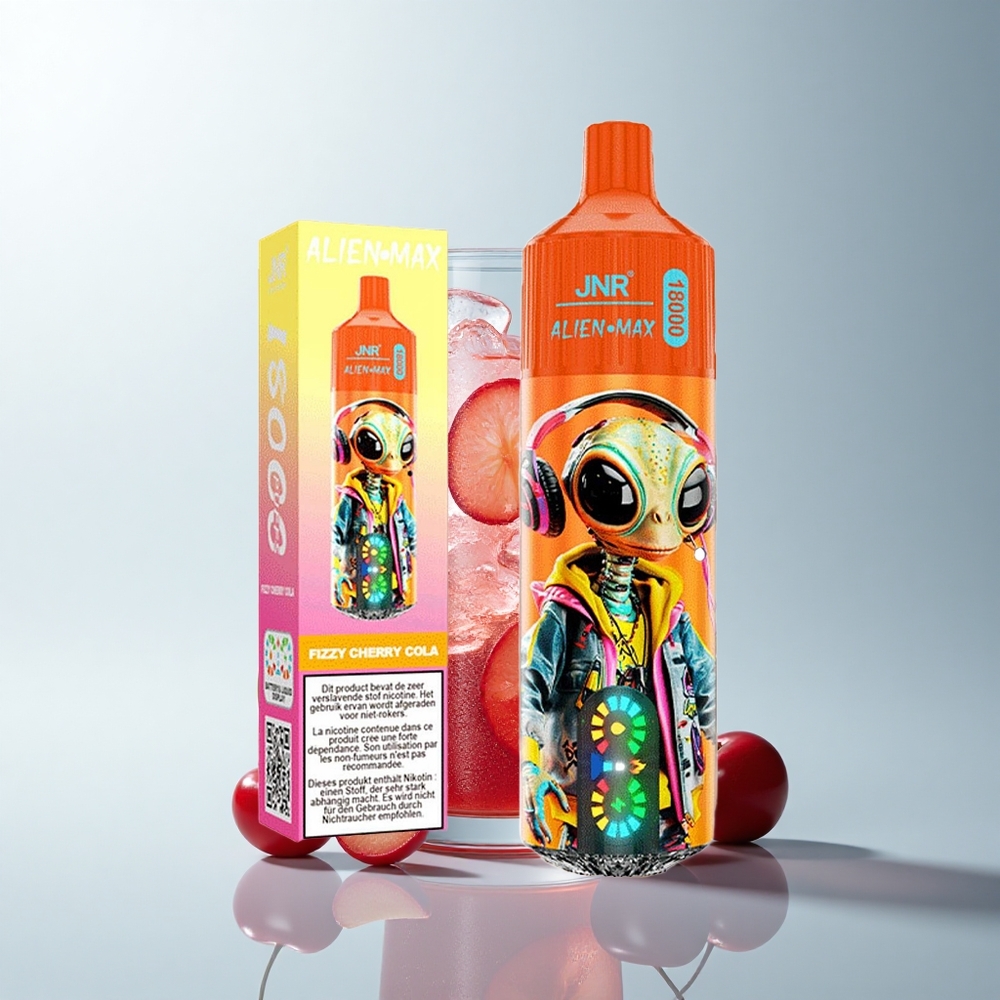 JNR Alien Max 18000 Puffs Cerise Pétillante Cola Double Cœur Affichage LED