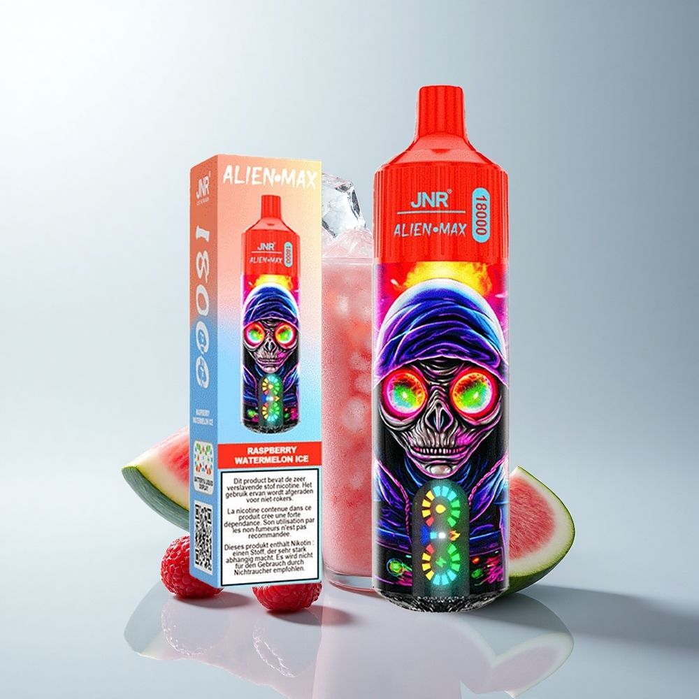 JNR Alien Max 18000 Puffs Framboise Pastèque Glacée Double Coil LED