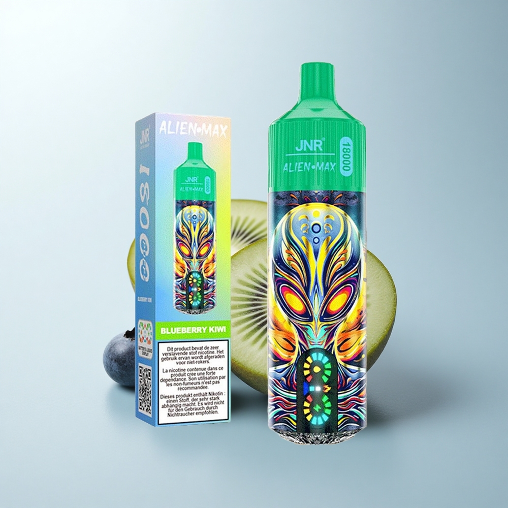 JNR Alien Max 18000 Puffs Myrtille Kiwi Double Coil Écran LED