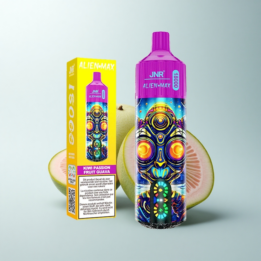 JNR Alien Max 18000 Puffs Passion Fruit Goyave Kiwi Écran LED Double Mesh