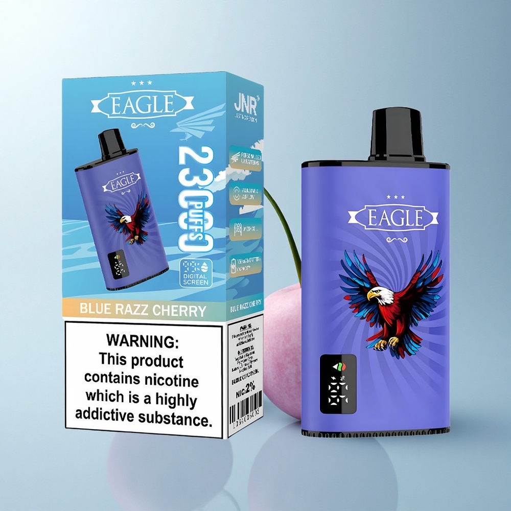 JNR EAGLE Smart 23000 Puffs Cerise Bleue Razz avec Écran Numérique et Bobine Mesh 1.0ohm