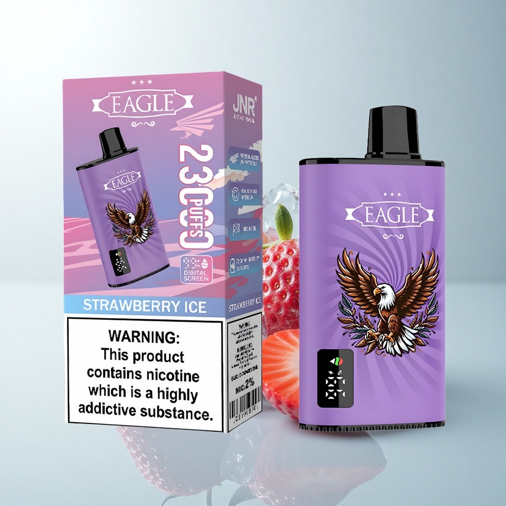JNR EAGLE Smart 23000 Puffs Glace à la Fraise avec Écran Numérique et Bobine Mesh 1.0ohm