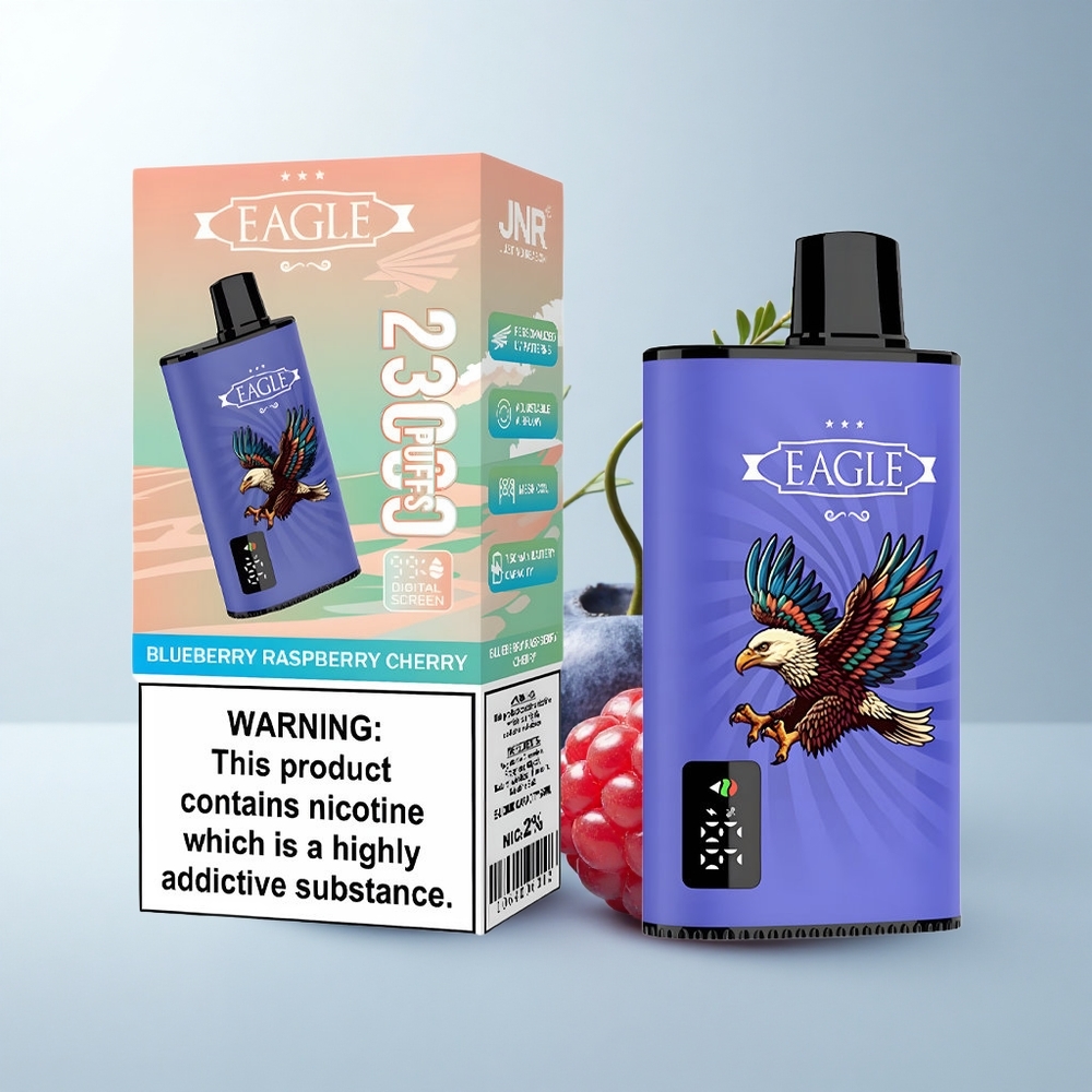 JNR EAGLE Smart 23000 Puffs Myrtille Framboise Cerise Écran Numérique Bobine Mesh 1.0ohm Airflow Réglable