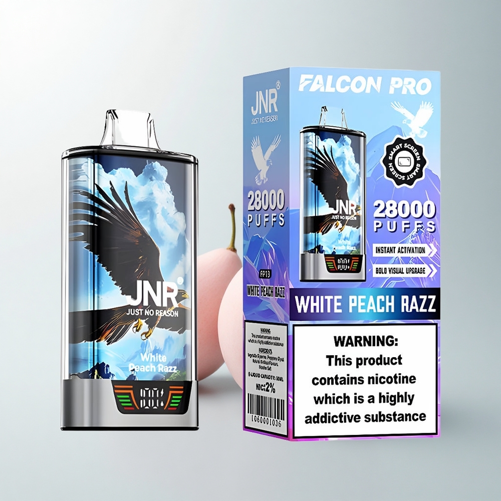 JNR Falcon Pro 28000 Puffs Pêche Blanche Framboise 30ml Dual Mesh