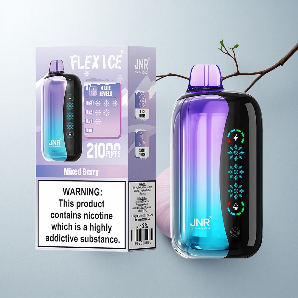 JNR Flex Ice 21000 Puffs Baies Mixtes Glacées Réglables avec Écran Tactile et Double Mesh 1,2 Ohm