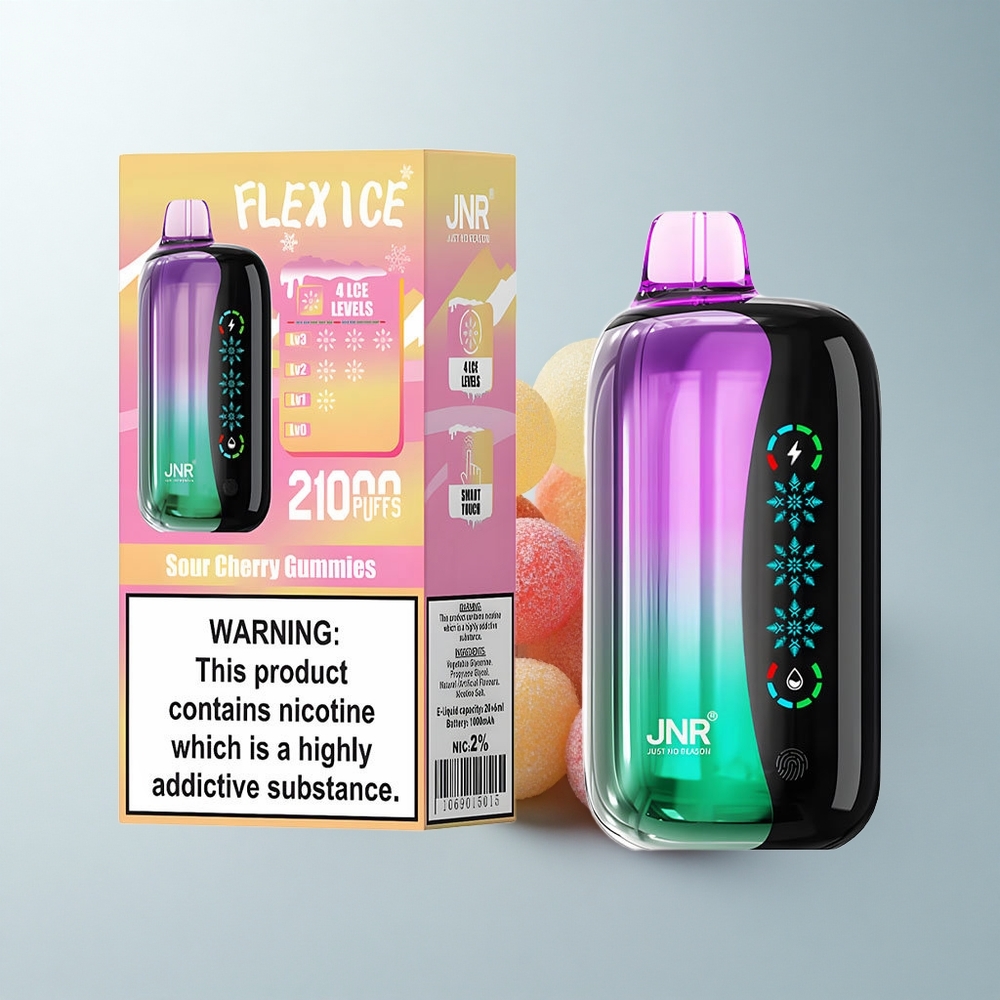 JNR Flex Ice 21000 Puffs Bonbons Gélifiés Cerise Acidulée avec Écran Tactile et Batterie 1000mAh
