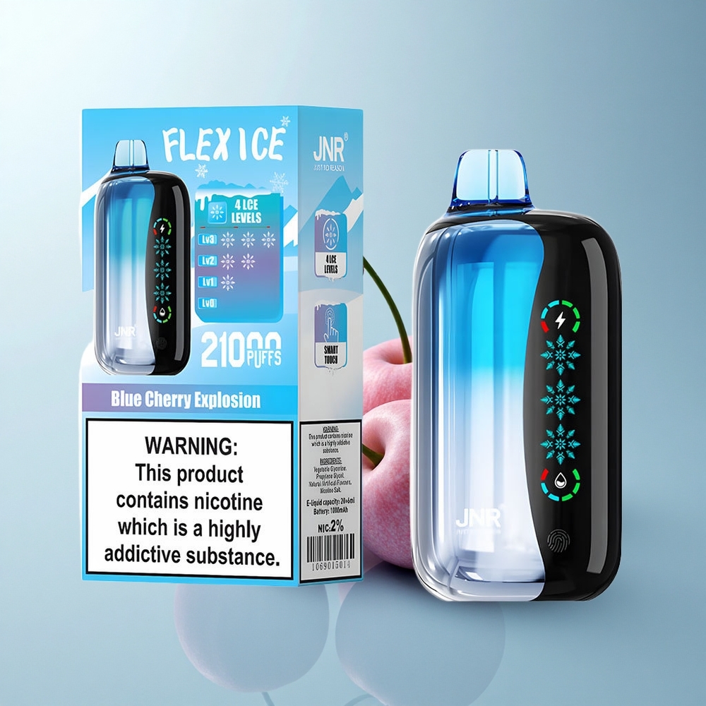 JNR Flex Ice 21000 Puffs Explosion de Cerise Bleue Glace Réglable avec Écran Tactile