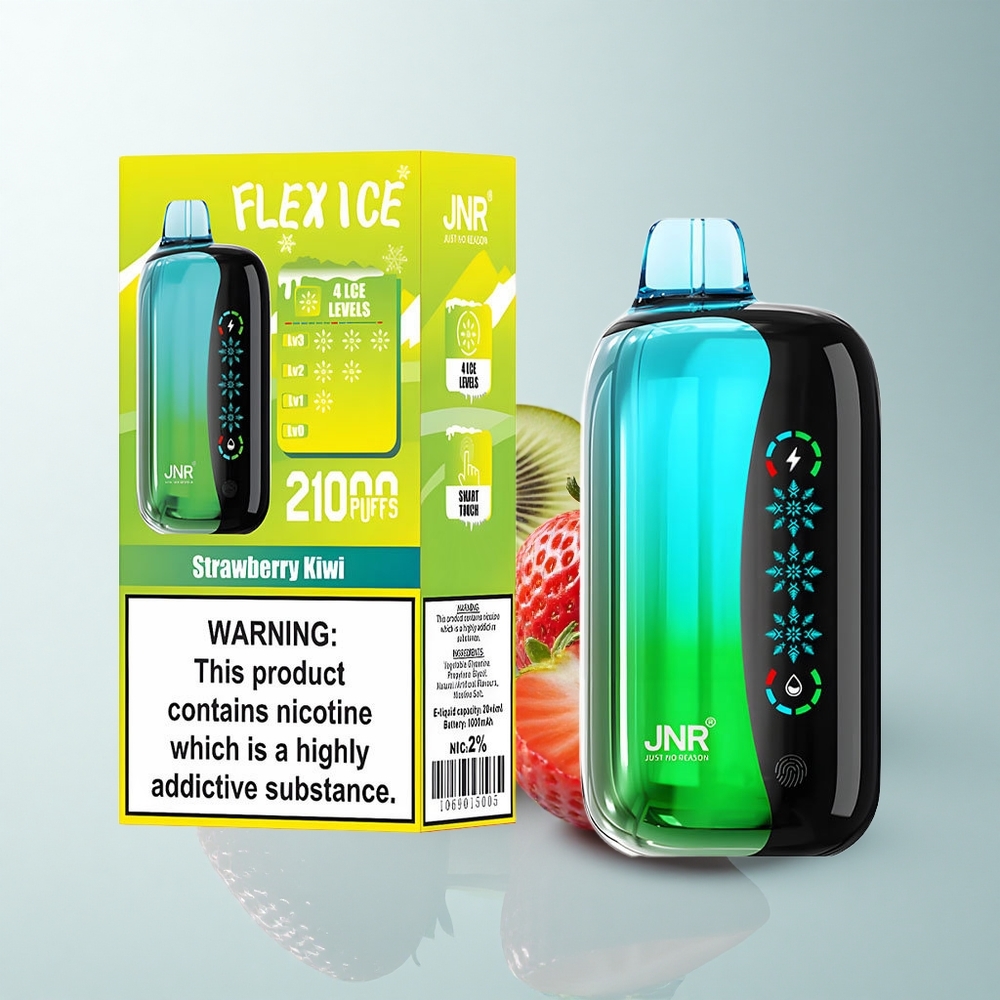 JNR Flex Ice 21000 Puffs Fraise Kiwi Glacé Réglable Dual Mesh Type-C