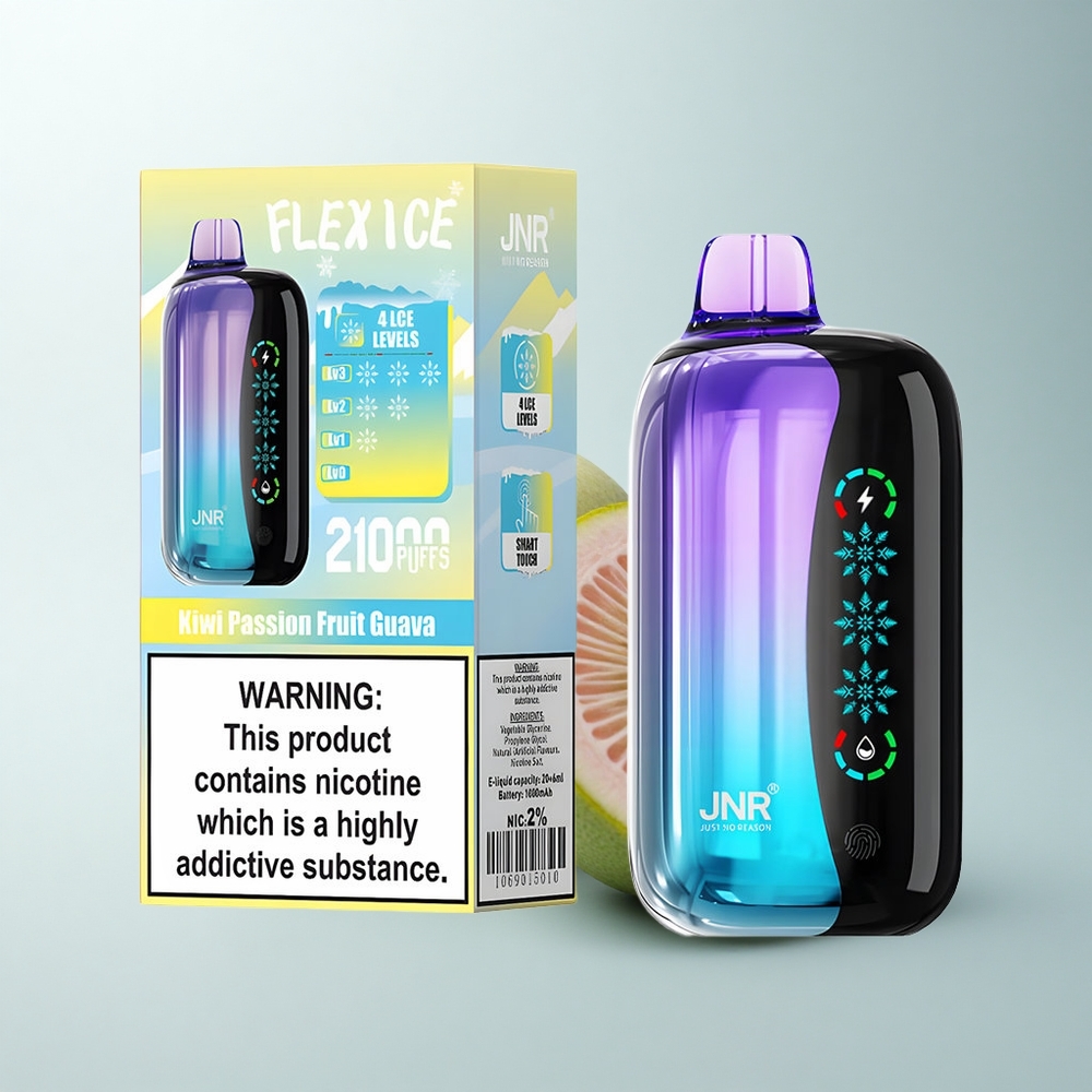 JNR Flex Ice 21000 Puffs Kiwi Fruit de la Passion Goyave Glace Réglable Dual Mesh Type-C