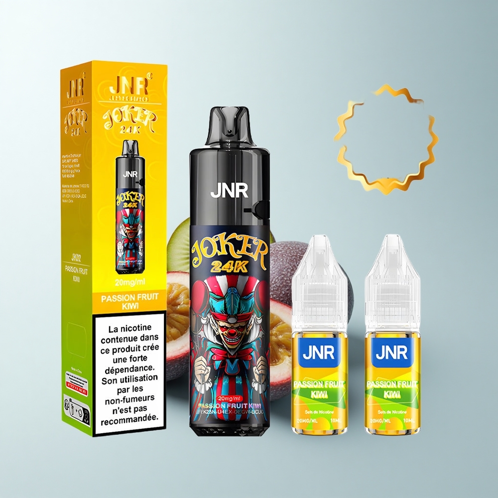 JNR Joker 24K Puffs Fruit de la Passion Kiwi 800mAh Lumière Respirante Type-C