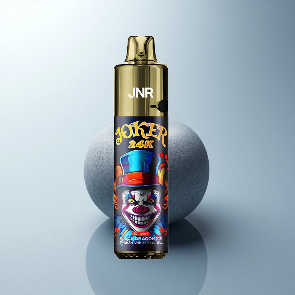 JNR Joker 24K Puffs Glace du Dragon Noir Rechargeable avec Lumière Respirante et 2% de Nicotine