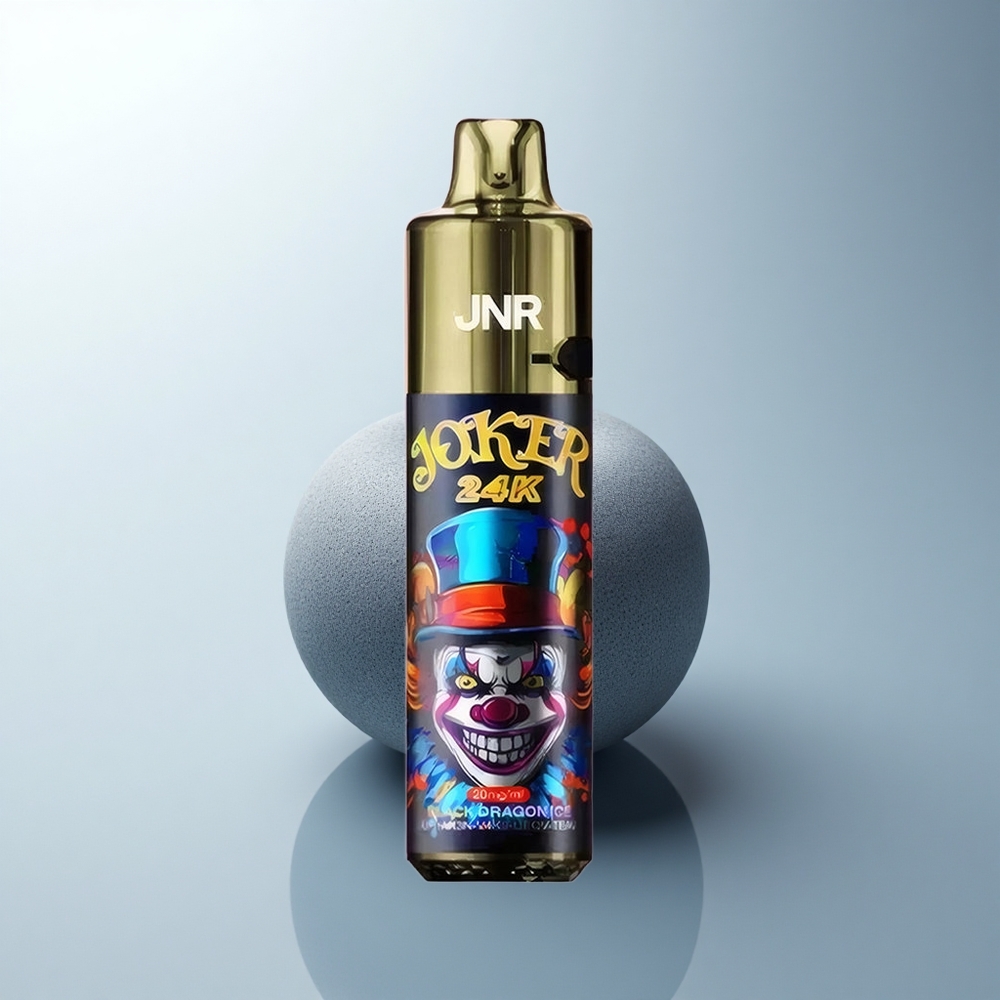 JNR Joker 24K Puffs Glace du Dragon Noir Rechargeable avec Lumière Respirante et 2% de Nicotine