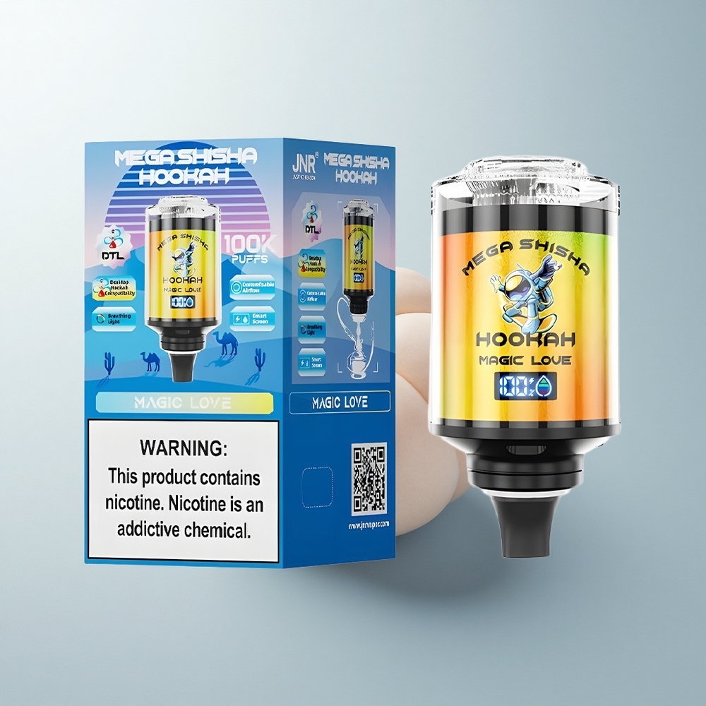 JNR Mega Shisha Hookah 100K Puffs Amour Magique Écran Intelligent Lumière Respirante