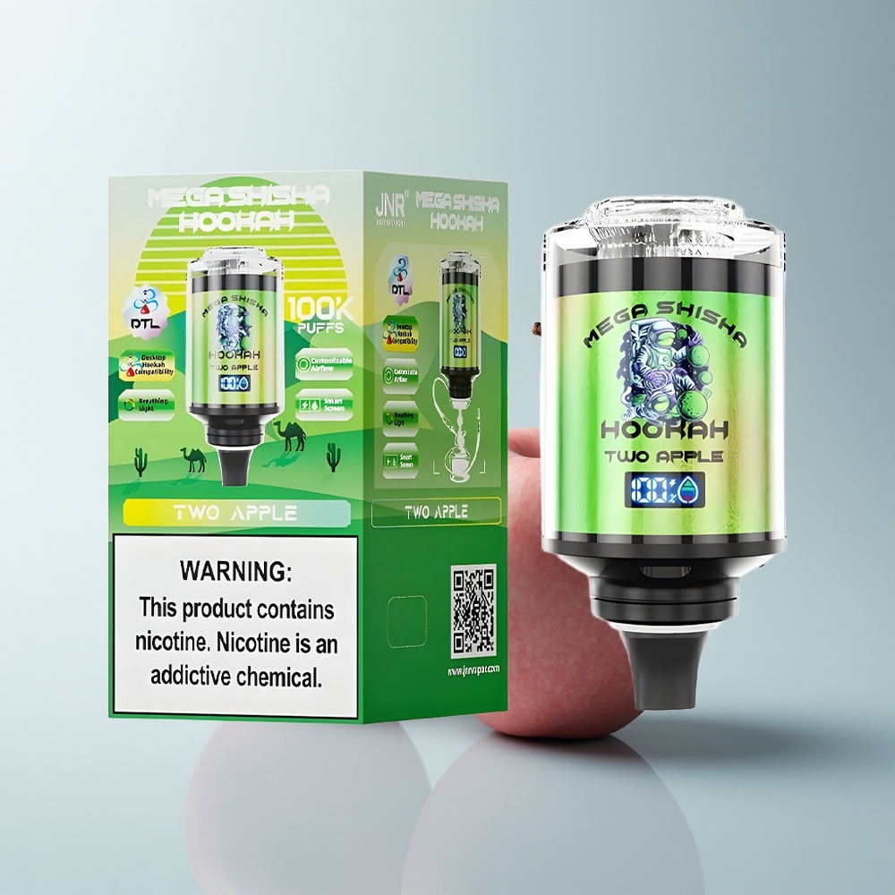JNR Mega Shisha Hookah 100K Puffs Deux Pommes Écran Intelligent 2200mAh