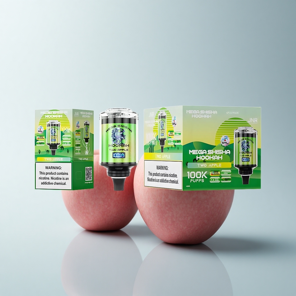 JNR Mega Shisha Hookah 100K Puffs Deux Pommes Écran Intelligent 2200mAh