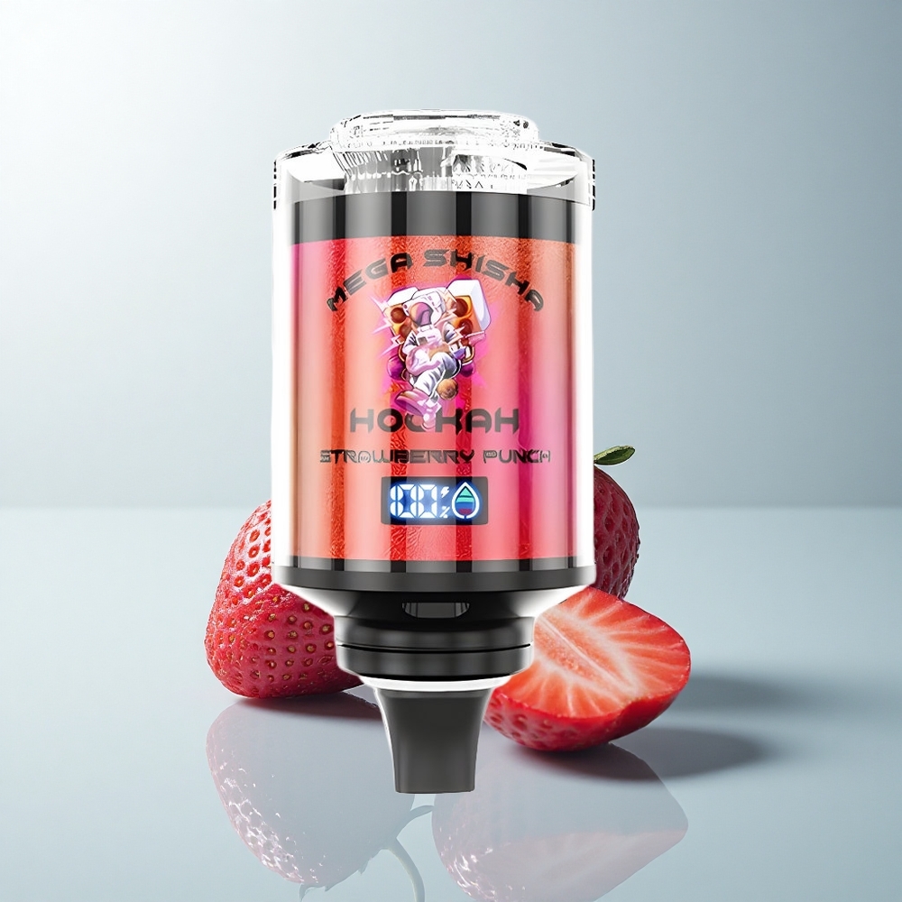 JNR Mega Shisha Hookah 100K Puffs Fraise Électrique 2200mAh Écran Intelligent