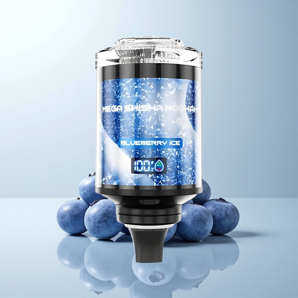 JNR Mega Shisha Hookah 100K Puffs Glace Myrtille Lumière Interactive 2200mAh