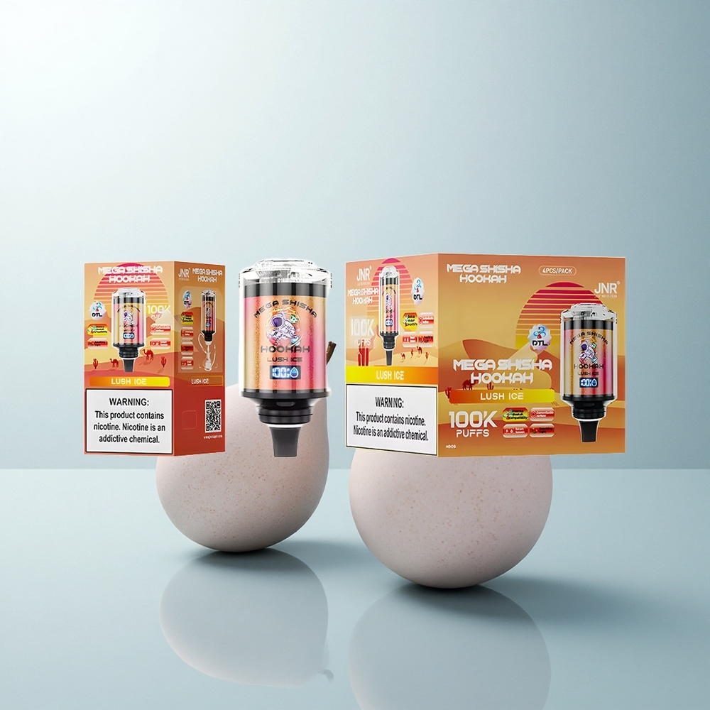 JNR Mega Shisha Hookah 100K Puffs Glace Rafraîchissante Lumière Interactive Écran Intelligent