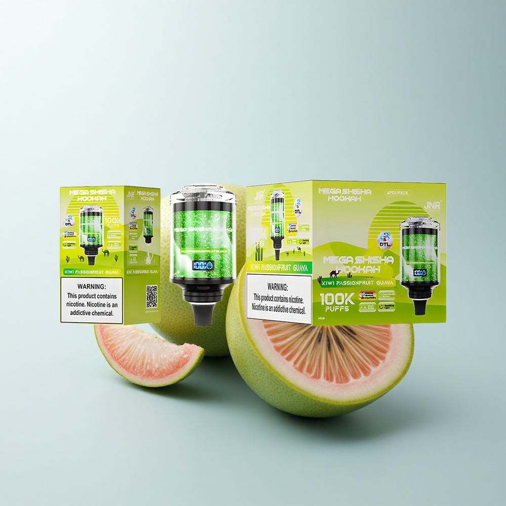JNR Mega Shisha Hookah 100K Puffs Kiwi Fruit de la Passion Goyave Lumière Interactive Écran Intelligent