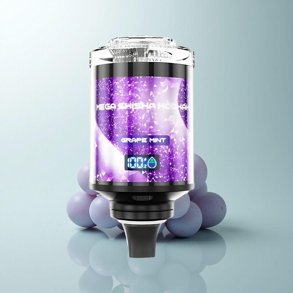 JNR Mega Shisha Hookah 100K Puffs Menthe Raisin Lumière Interactive Écran Intelligent