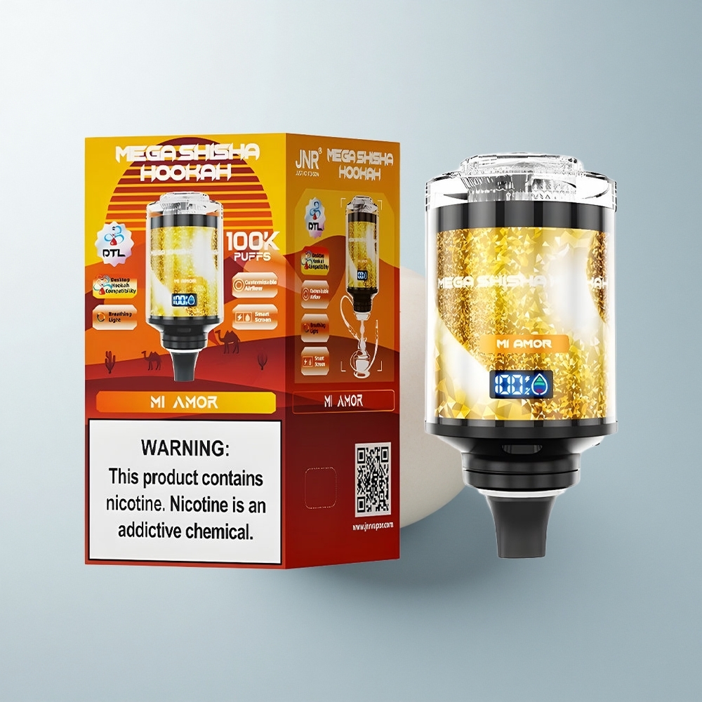 JNR Mega Shisha Hookah 100K Puffs Mon Amour Lumineux Écran Intelligent 2200mAh