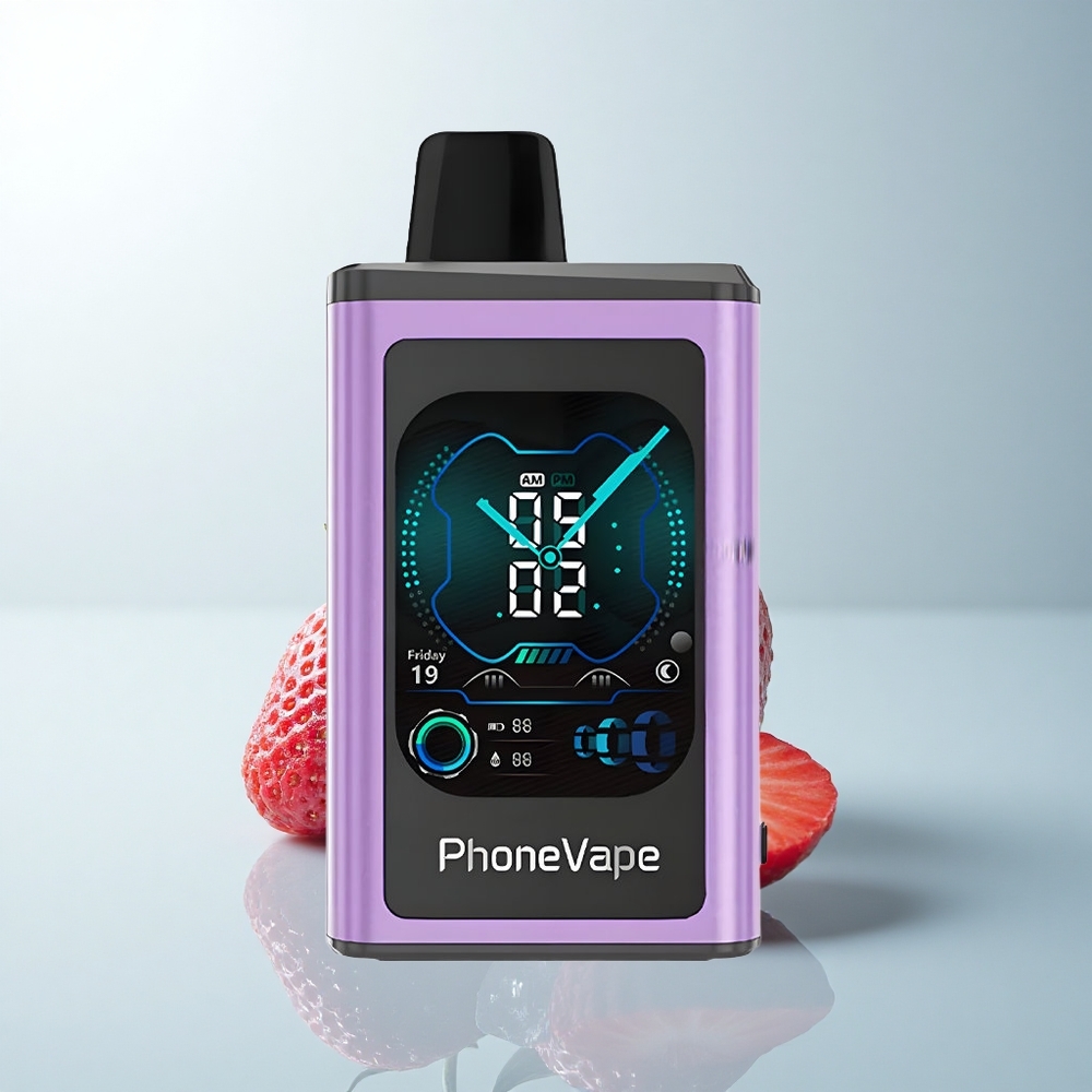 JNR PhoneVape 30000 Puffs Glace à la Fraise avec Turbo et App Contrôlée