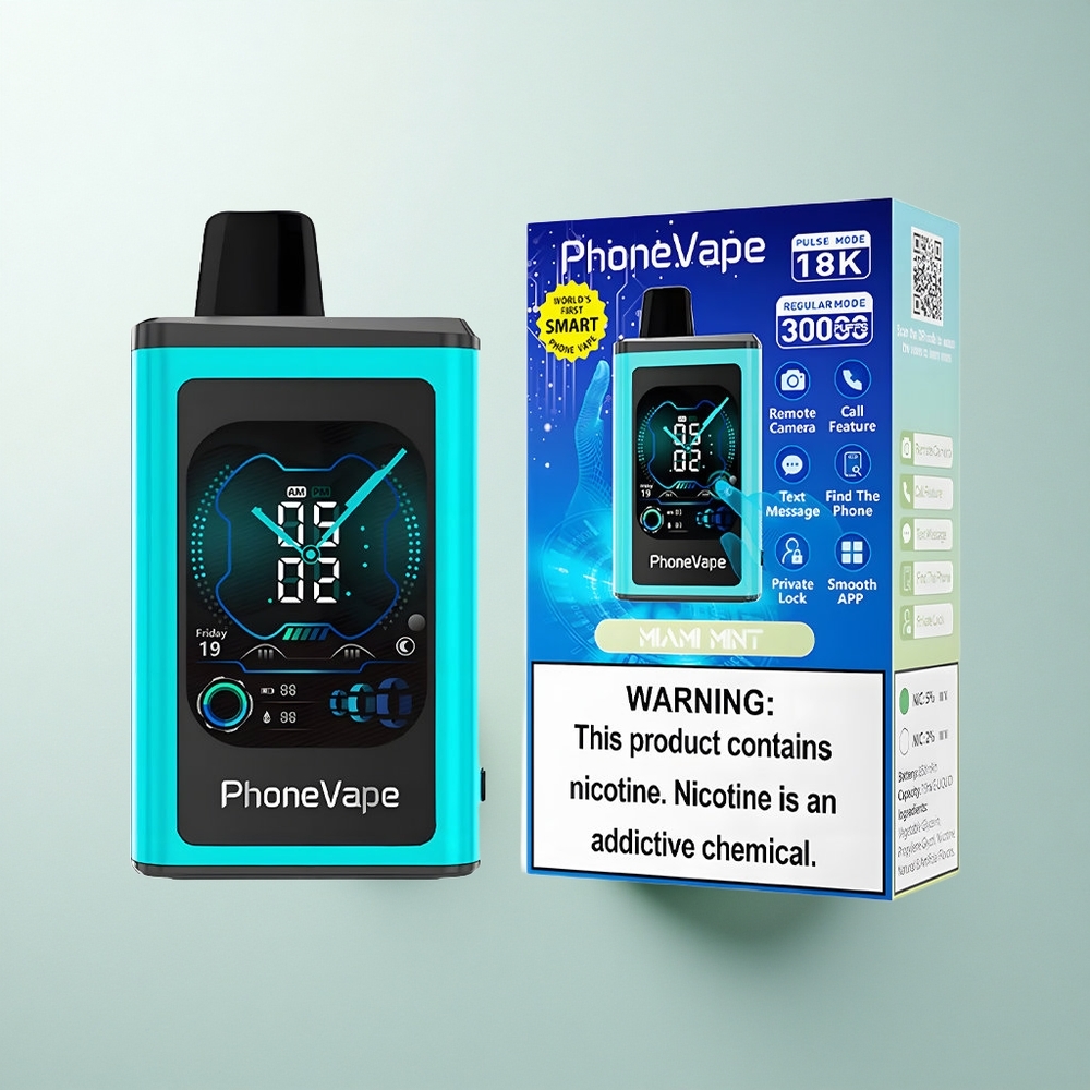 JNR PhoneVape 30000 Puffs Menthe Miami Turbo Réglable