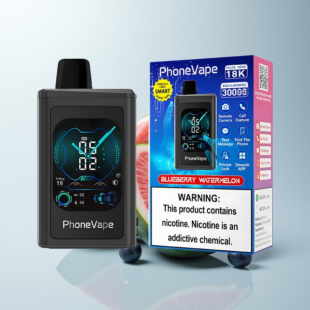 JNR PhoneVape 30000 Puffs Myrtille Pastèque Turbo Écran Complet