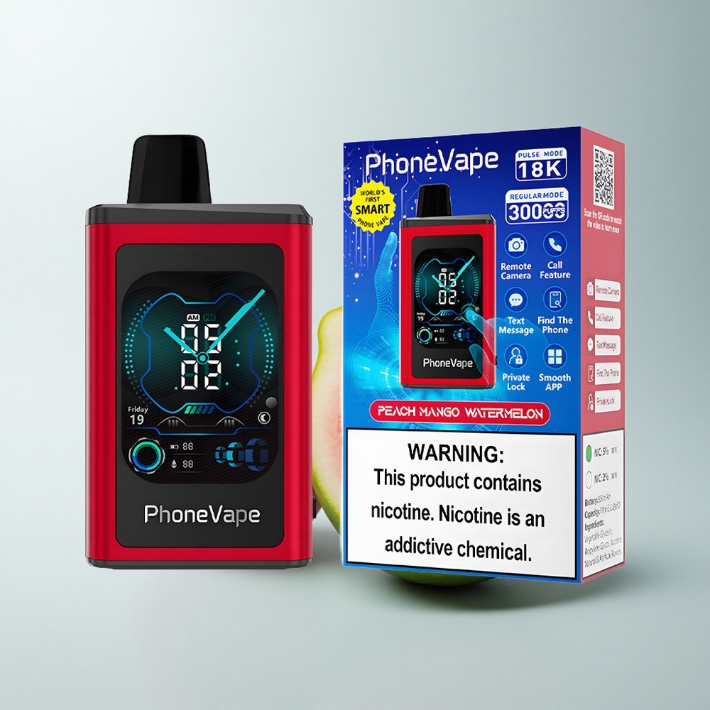 JNR PhoneVape 30000 Puffs Pêche Mangue Pastèque avec Turbo Mode et App Contrôlée